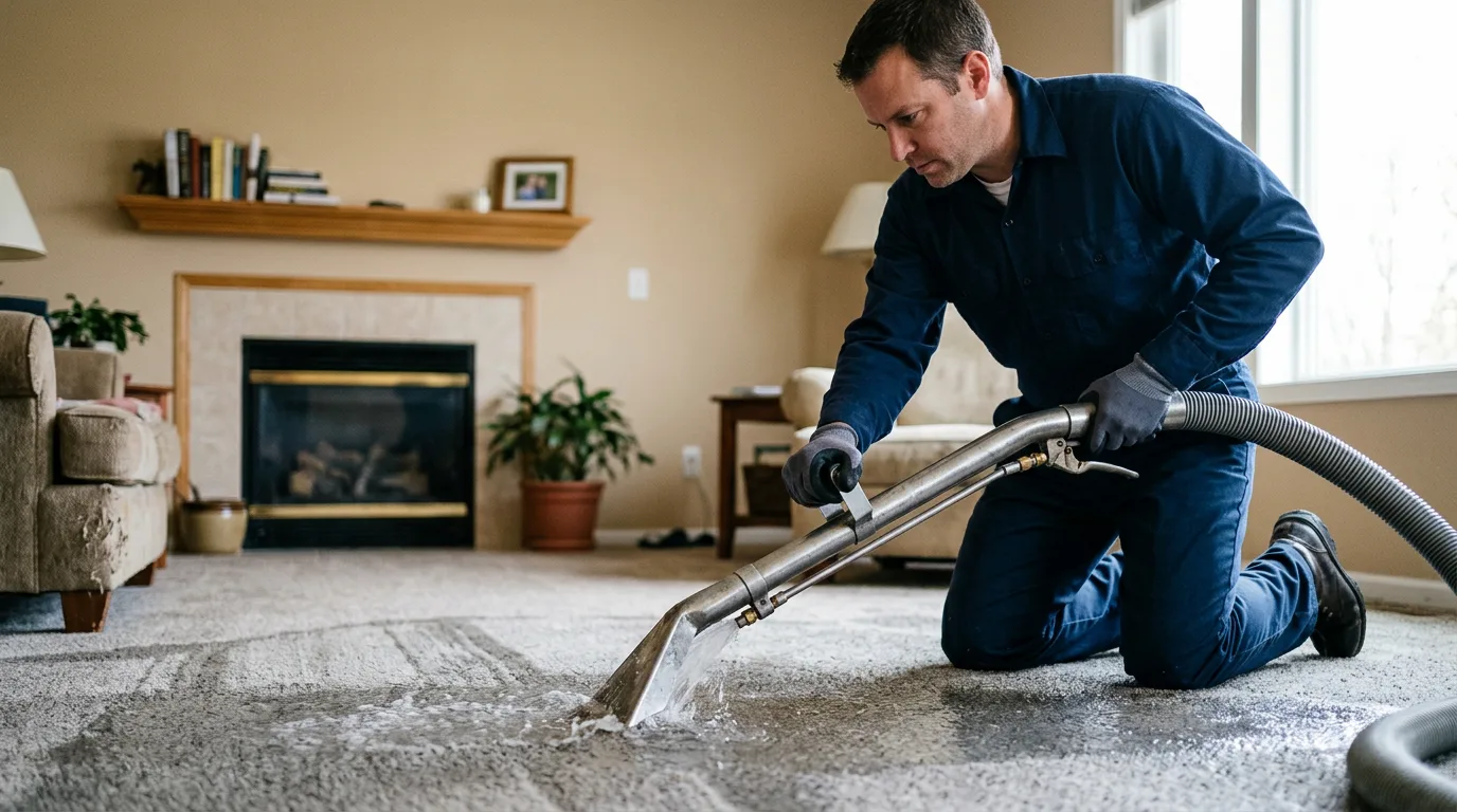 Water damage restoration technician working near Carver, MN